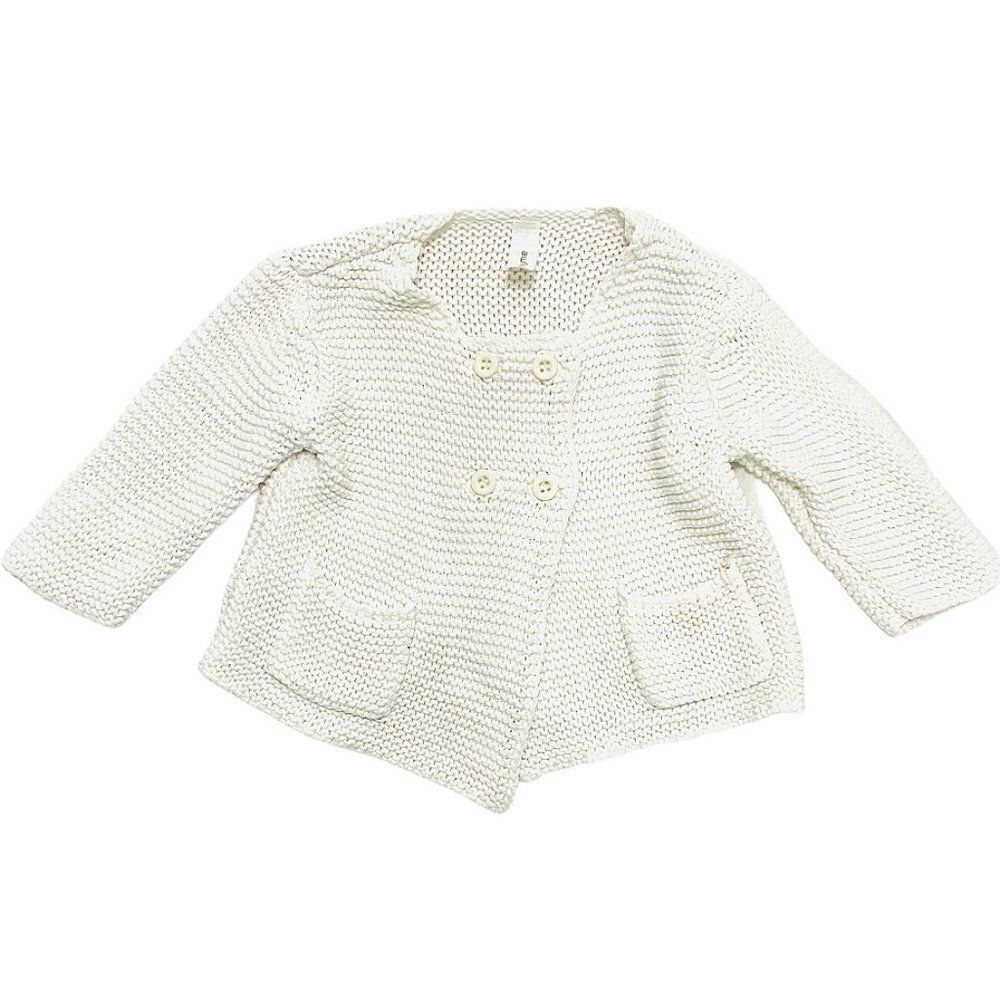 Thyme Baby White Garter Knit Cardigan